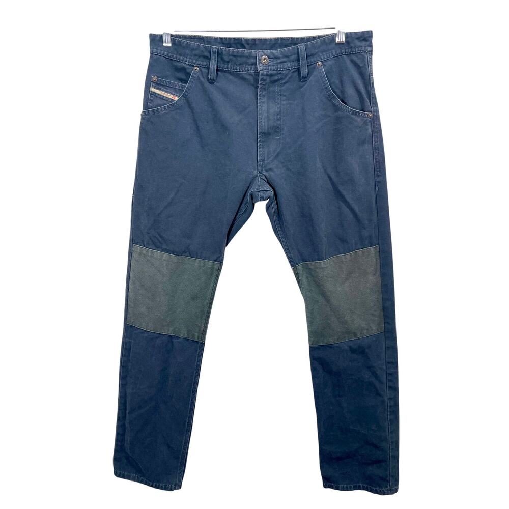 Diesel Workwear Slim Jeans Reinforced Knee Blue Gray Rigid Denim Men's 34x31